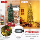 5/6/7/8/9 FT Pre-Lit Artificial Hinged Slim Pencil Christmas Tree by LJGDeals