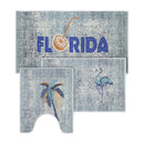 US States Florida Design 3 Piece Bathroom Rugs Set |Silver