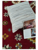 Hand Knotted Traditional Kazak Wool Area Rug 7x7 - Rust Ivory Armenian