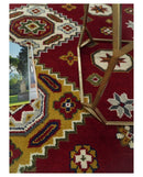Hand Knotted Traditional Kazak Wool Area Rug 7x7 - Rust Ivory Armenian