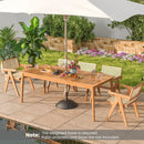 8-Person Outdoor Acacia Wood Dining Rectangular Bistro Table with Umbrella Hole by LJGDeals