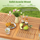 8-Person Outdoor Acacia Wood Dining Rectangular Bistro Table with Umbrella Hole by LJGDeals