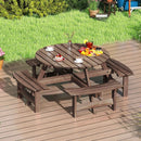 8-Person Round Picnic Table Set Circular Patio Dining Camping Table with Benches by LJGDeals