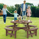 8-Person Round Picnic Table Set Circular Patio Dining Camping Table with Benches by LJGDeals