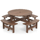 8-Person Round Picnic Table Set Circular Patio Dining Camping Table with Benches by LJGDeals
