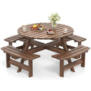 8-Person Round Picnic Table Set Circular Patio Dining Camping Table with Benches by LJGDeals