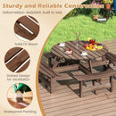 8-Person Round Picnic Table Set Circular Patio Dining Camping Table with Benches by LJGDeals