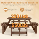 8-Person Round Picnic Table Set Circular Patio Dining Camping Table with Benches by LJGDeals
