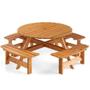 8-Person Round Picnic Table Set Circular Patio Dining Camping Table with Benches by DirectDeals