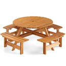 8-Person Round Picnic Table Set Circular Patio Dining Camping Table with Benches by LJGDeals