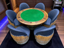 Whiskey & Wine Barrel Game Table Set — Poker Top and Dining Top Included, 6 Chairs