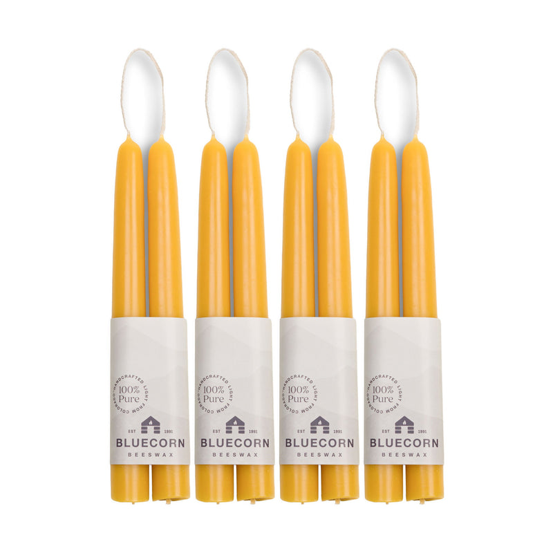 Hand-Dipped Beeswax Taper Candles - Bulk 4-Pair Bundle