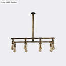 GobekUsa 8-Light Bronze Island Lamp with Metallic Exposed Bulbs - Bedroom Hanging Light