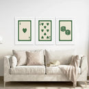 Set of 3 Piece Vintage Green Beige Cards by Wall Art Set