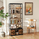 8-tier Bookshelf with 4 Fabric Drawers and Heavy-duty Metal Frame-Coffee by LJGDeals