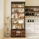 8-tier Bookshelf with 4 Fabric Drawers and Heavy-duty Metal Frame-Coffee by LJGDeals