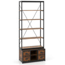 8-tier Bookshelf with 4 Fabric Drawers and Heavy-duty Metal Frame-Coffee by LJGDeals