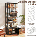 8-tier Bookshelf with 4 Fabric Drawers and Heavy-duty Metal Frame-Coffee by LJGDeals