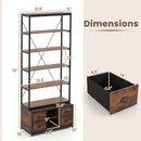 8-tier Bookshelf with 4 Fabric Drawers and Heavy-duty Metal Frame-Coffee by LJGDeals