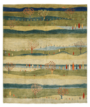 Scenic Afghan Gabbeh (8'02"x9'06") greens/blues