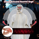 8.3 ft Halloween Standing Haunted Angel with Lighted Eyes and Automatic Wing Movement by LJGDeals