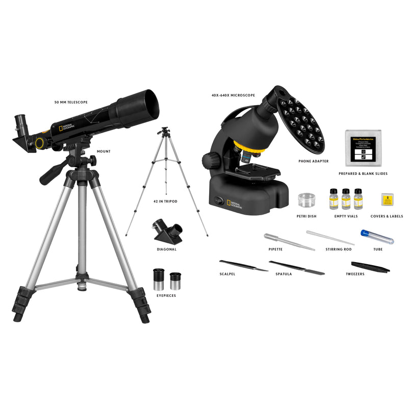 50mm Telescope and 640x Microscope Set with Hard Case