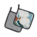 Flower - Magnolia Pot Holder Set of 2 Heat Resistant Quilted Hot Pads 7.5 x 7.5 Inch, Insulated Kitchen Trivets for Cooking & Baking