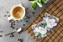 Flower - Magnolia Foam Coasters Set of 4 Cup Coasters for Indoor Outdoor, Tabletop Protection, Anti Slip, Mouse pad Material