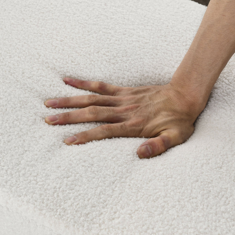 52" Bench for Bedroom End of Bed Modern Contemporary Design Ottoman Couch Long Bench Window Sitting Fireplace Bench, Teddy White (Ivory)