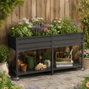 Dual Tier Elevated Metal Raised Garden Bed with Lockable Wheels & Lower Storage Shelf by HouseOfZazla