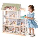 Wooden Dollhouse Kids DIY Pretend Playhouse with 33 PCS Furniture Accessories-Green by LJGDeals