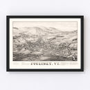 Vintage Map of Poultney, Vermont 1886