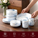 Marbled Round Ceramic Dinnerware Set with Plates and Bowls