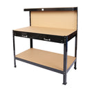 Steel Workbench Tool Storage Work Bench Workshop Tools Table With Drawer And Peg Board - Black / Light Brown by HouseOfZazla