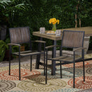 Vermilion Outdoor Dining Chair With Vertical Slat And Wooden Arm by HouseOfZazla