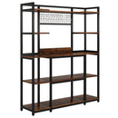 Baker's Rack With Hutch, 5 Tier Kitchen Storage Shelf, Freestanding Utility Pantry Organizer With Hooks And Microwave Stand - Black by HouseOfZazla