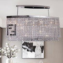GobekUsa Modern 6-Light Island Ceiling Lamp with Faceted Crystal Shade in Chrome for Dining Rooms