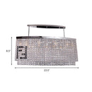 GobekUsa Modern 6-Light Island Ceiling Lamp with Faceted Crystal Shade in Chrome for Dining Rooms