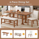 TOPMAX Farmhouse 76inch 6-Piece Extendable Dining Table Set by HouseOfZazla