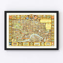 Vintage Map of London, England 1951