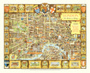 Vintage Map of London, England 1951