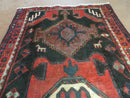 4' X 8' Antique Handmade India Geometric Oriental Tribal Wool Rug Red