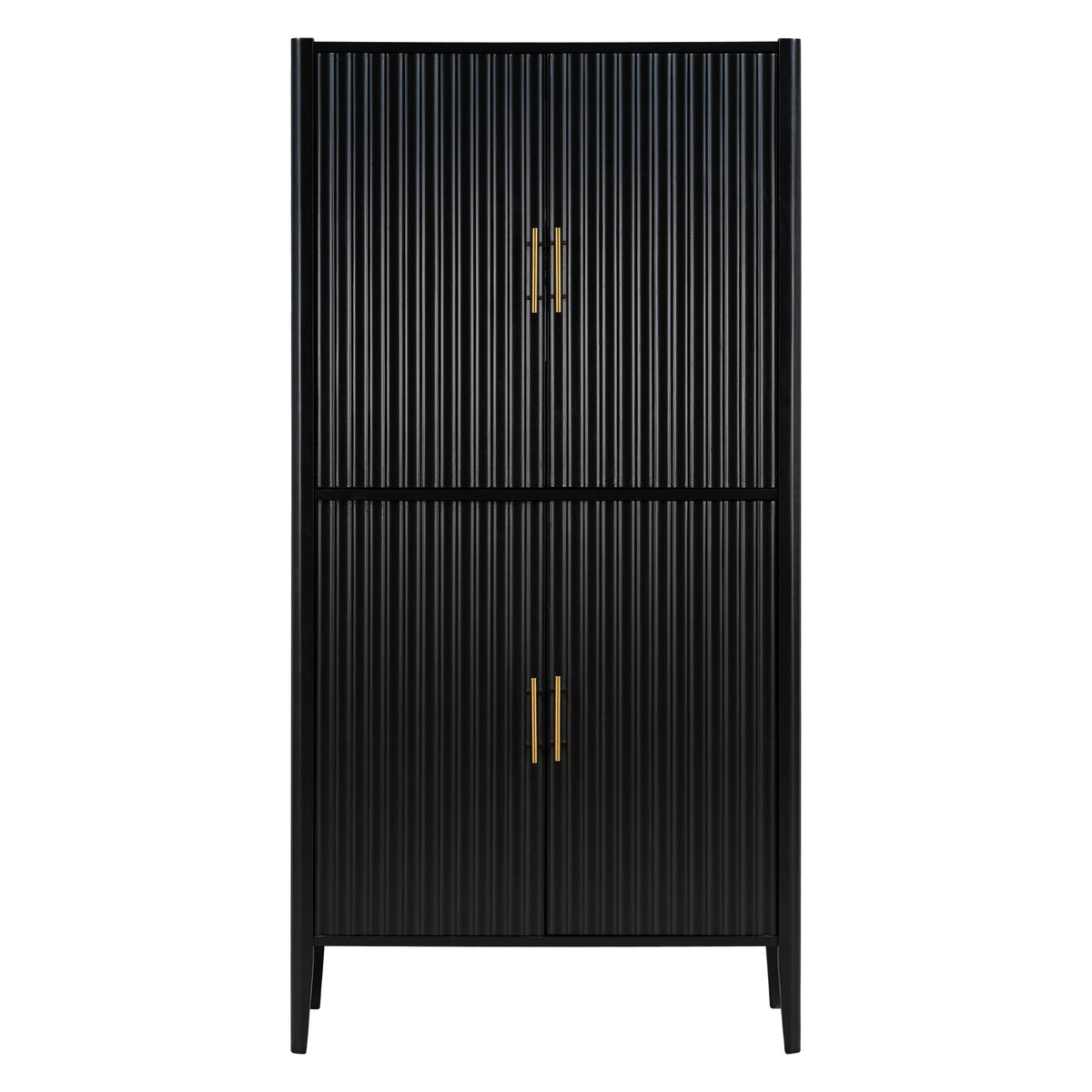 U_STYLE Modern Fluted Wine Cabinet with Glass Display & Stemware Rack, photo 9 of 10