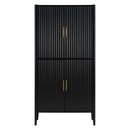 U_STYLE Modern Fluted Wine Cabinet with Glass Display & Stemware Rack by HouseOfZazla
