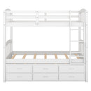 Bunk Bed With Trundle And Drawers, Arched Headboard And Footboard by Unique Piece Furniture