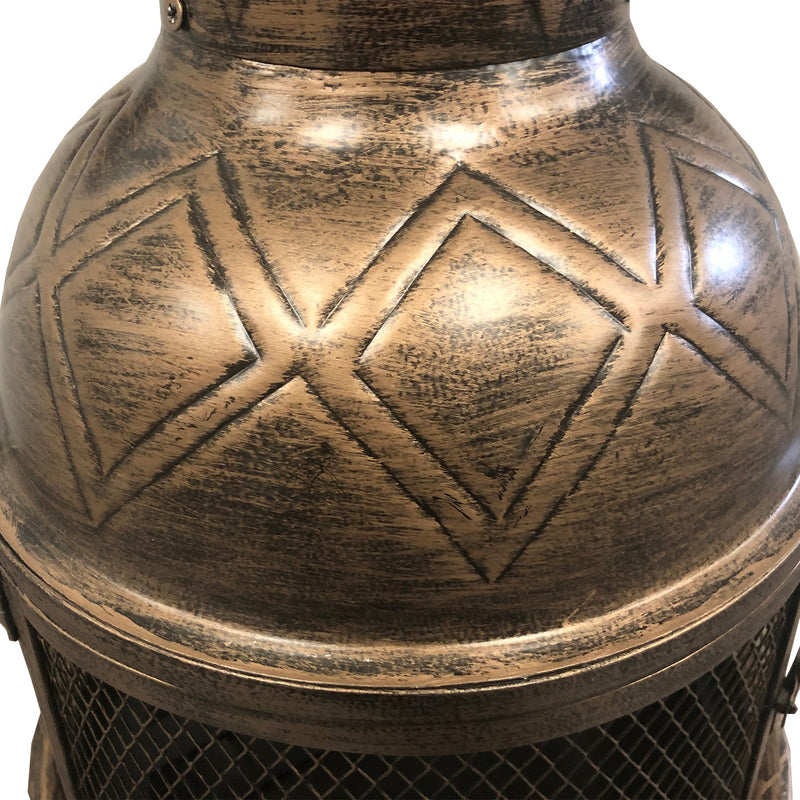 Solid Steel 36-in Tall Antique Bronze Chiminea Fire Pit