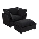 Modern Cozy Upholstered Armchair Sofa With Movable Ottoman by HouseOfZazla