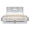 Platform Bed With Storage Headboard And 8 Drawers