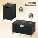 2-Piece Outdoor Rattan Fire Table Set 32 Inch Rectangle Gas Firepit with Tank Cover by LJGDeals