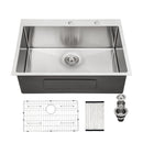 Drop In Kitchen Sink, 16 Gauge Stainless Steel, Single Bowl, Topmount Basin